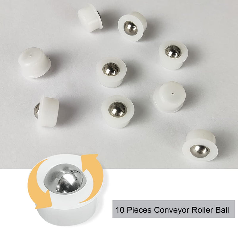 [Australia - AusPower] - 10 Pieces Mini Ball Transfer Bearing Table Conveyor Roller Ball for Transmission, Furniture,Wheelchair 1/3inch(Nylon and Stainless Steel) 
