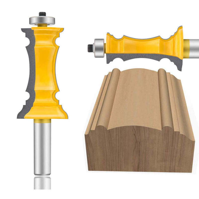 OLETBE Router Bits 2 PCS Router Bit Set 1/2-Inch Shank Woodworking Wood Molding Cutter Woodwork Edge Picture Frame Shelf Mitered Panel Cabinet Door Router Bits Set Professional(2)
