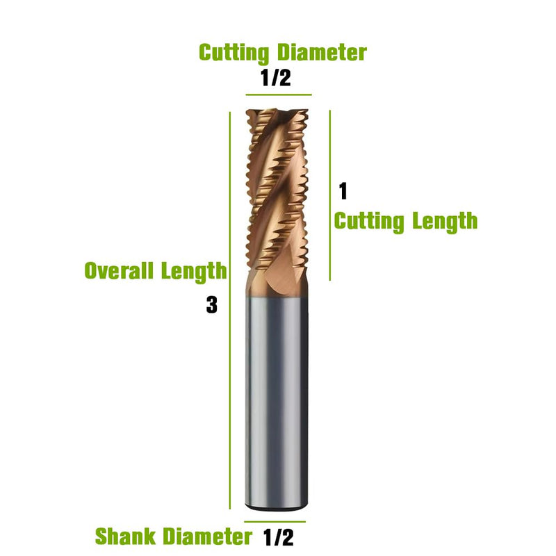 [Australia - AusPower] - 1/2" Carbide Roughing End Mill - 4 Flute - 1/2'' Shk Dia, 3'' Oal - for Alloy Steels/Hardened Steels 1/2‘’ 