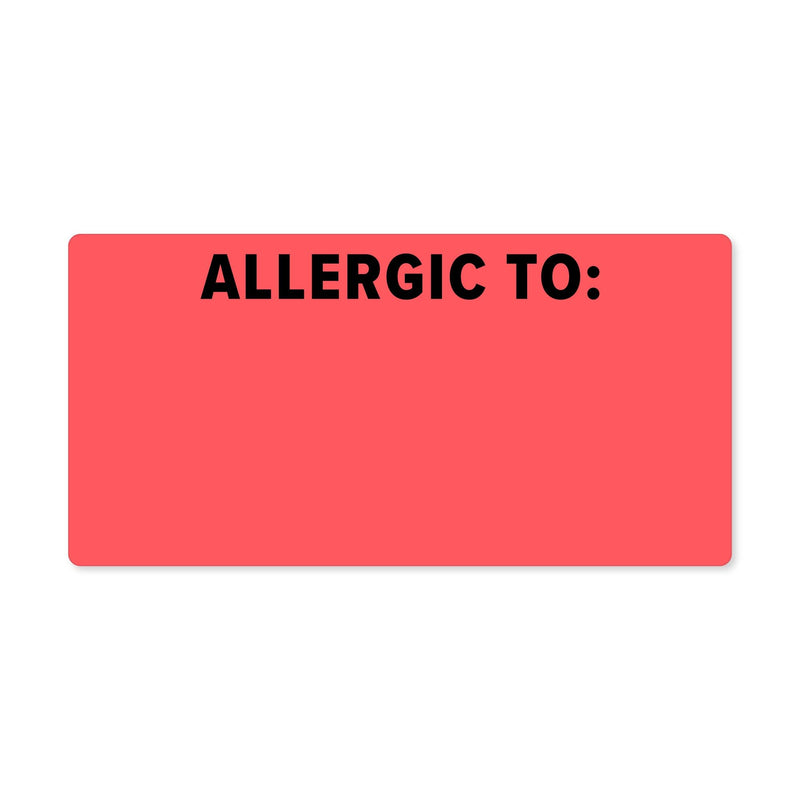 Allergic to Veterinary Labels - 2” x 1,” 500 Labels Per Roll, Fluorescent Red | Charts, Cages, Records, and Files Labels - Veterinary Clinics & Hospitals | LabelValue.com