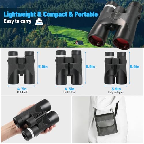 10x42 HD Binoculars Lightweight Compact for Bird Watching Hunting Travel