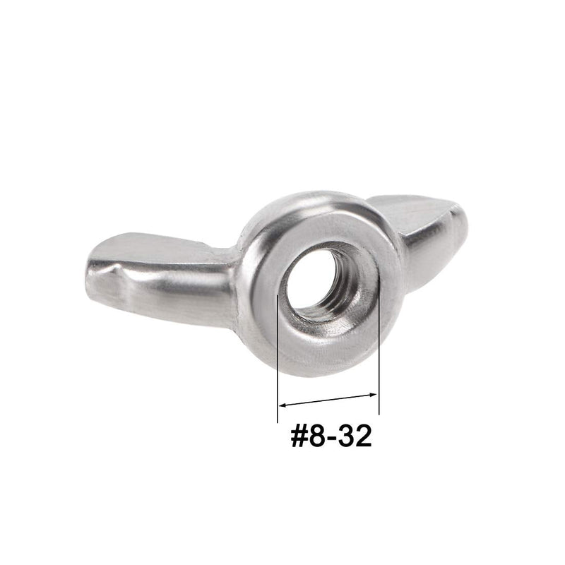 [Australia - AusPower] - uxcell #8-32 Wing Nuts 304 Stainless Steel Shutters Butterfly Nut Hand Twist Tighten Fasteners Parts 10pcs 