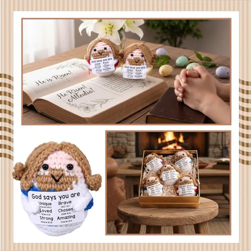 Marsui 5 Pcs 10 Pcs Crochet Dolls Jesus Figures Christian Gift, Colorful