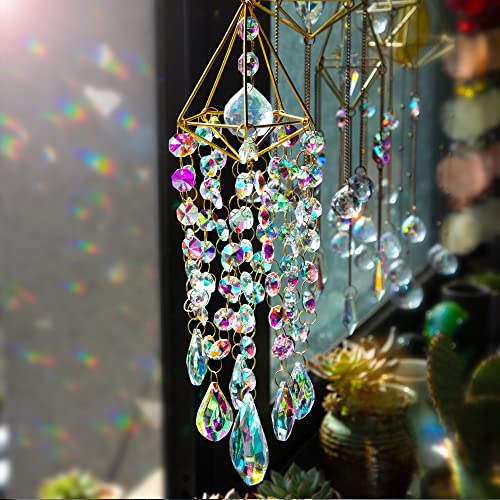 Hanging Wind Chime Style Garden Suncatcher and Glass Guardian Angel Suncather