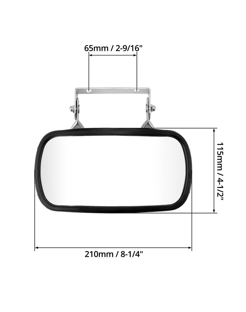[Australia - AusPower] - QWORK Stainless Steel Convex Mirror, Over Door Rectangular U-Bracket Rearview Mirror for Tractors, Forklifts, Trucks 1 Pack 