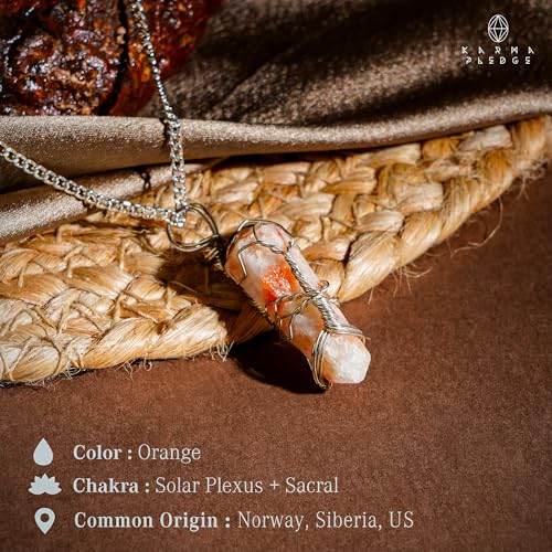 KARMAPLEDGE Crystal Necklace Birthday Gifts for Women, Mom, Natural Sunstone Healing Crystal Pendant Necklaces for Chakra Balance, Good Luck, Positivity, Meditation, Tree of Life Crystal Jewelry