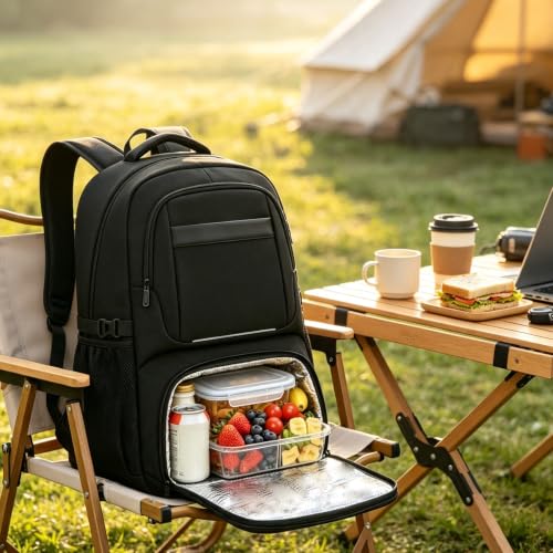 Lunch Backpack for Men with Lunch Compartment, Fits 15.6" Laptop, Business Laptop Backpacks With Combination Lock&Luggage Strap, Insulated Cooler Backpack for Work, Picnic, Commuting,Travel