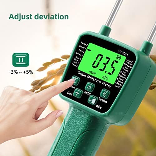 [Australia - AusPower] - Pwshymi Grain Moisture Tester with Probe, Digital Grain Tester, Auto Shutdown Wheat Meter Easy Portable Backlight Voice Broadcast for Monitoring and Ensuring Optimal Dry Food Quality 