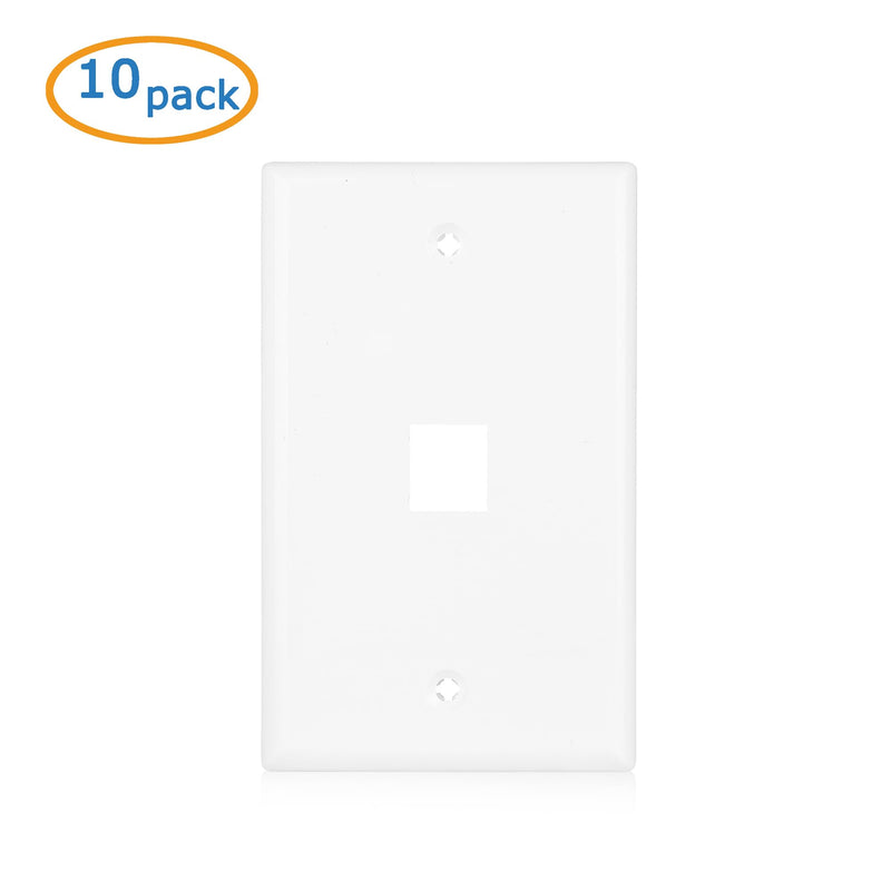 [Australia - AusPower] - Cable Matters 10-Pack Low Profile 1-Port Keystone Jack Wall Plate, RJ45 Wall Plate for Keystone Jacks in White 
