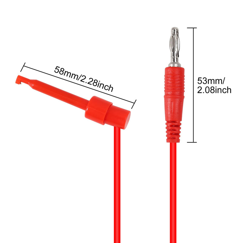 [Australia - AusPower] - DIANN 4pcs Banana Plug to Test Hook Clips Test Lead Cable Line Wire 4mm Banana Plug for Multi-Meter Electrical Test Jumper Wire 1m/3.3ft Electrical Connector 
