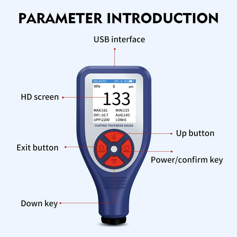 [Australia - AusPower] - Coating Thickness Gauge Digital Paint Meter Best for Car Depth Thickness Measurement Tester 