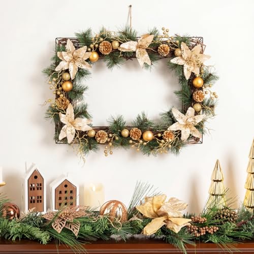 Hemoton Grapevine Wreath Base Natural Vine Branch Rattan Twig Wreath Form for DIY Crafts Door Wall Window Seasonal Holiday Wedding Party Decor 17.32 X 13.58 X 0.78 in