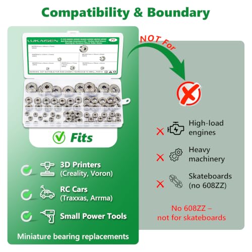 71PCS 6 Sizes Deep Groove Ball Bearings Assortment 71PCS SAE