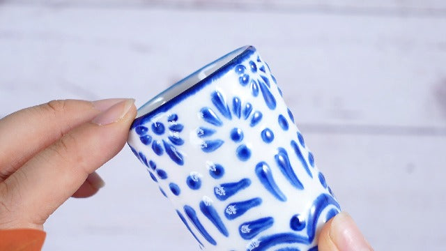 Roshtia 6 Pcs Mexican Tequila Shot Glasses 2 oz Talavera Cups, Blue