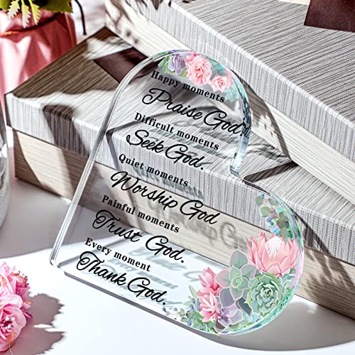 Yulejo Bible Verse Acrylic Heart Plaque, Eucalyptus Leaf Gift for Women