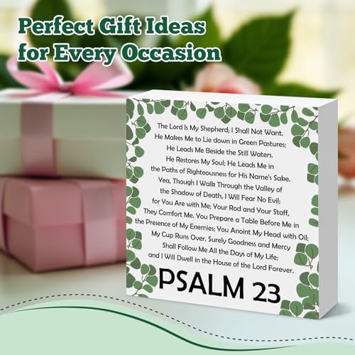 Bible Verse Wooden Box Sign Inspiration Religious Gifts for Women Men Christian Gifts Wooden Decor Sign for Faith Easter Prayer Christmas Spiritual Decorative Signs Motivational Housewarming Gift