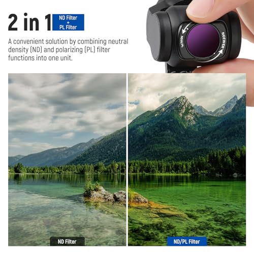 NEEWER 14 Pack Magnetic Filter Set Compatible with DJI Osmo Pocket 3 / Pocket 4 / Xtra Muse, CPL ND (8/16/32/64/128/256/1000) ND8/PL ND16/PL ND32/PL ND64/PL LPR Black Diffusion 1/4 14 Pack nd+nd/PL+effect