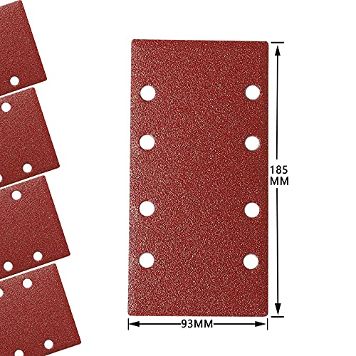 Stebruam 48-Piece Sandpaper Velcro 93 x 185 mm Grit 40-400 Sanding Sheet | Various grit 40/60/80/120/180/240/320/400 sandpaper Velcro set, 8 holes for wood, metal, varnish, paint 93 x 185 sheets of sandpaper grit mixed
