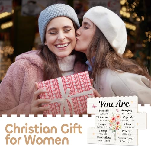 Christian Birthday Gifts for Women- Christian Flower Building Blocks Puzzle Plaque, Inspirational Religious Gifts for Women, Her, Sister, Best Friend, Daughter, Faith Gift Ideas