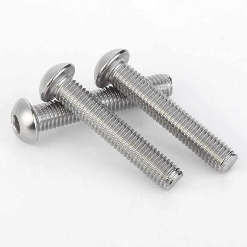 [Australia - AusPower] - 1/4-20 x 1/2" Button Head Socket Cap Screws, 18-8 Stainless Steel (304), Bright Finish, Fully Threaded, Allen Hex Drive, 50 PCS 1/4-20 x 1/2" 