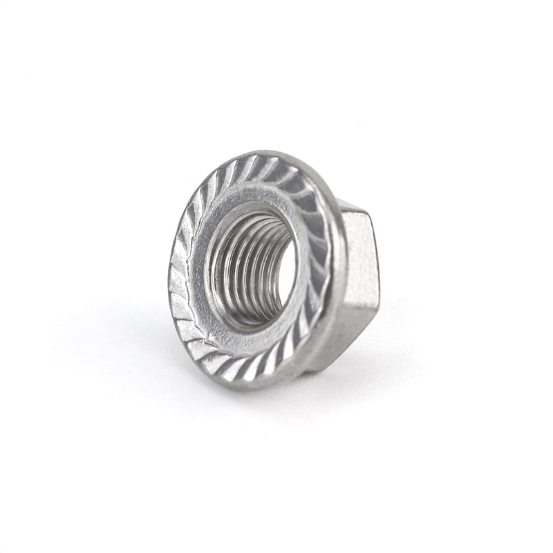 [Australia - AusPower] - 8 Pieces M10 x 1.25mm Serrated Flange Nut Hex Lock Nuts, Fine Thread, Stainless Steel 304 