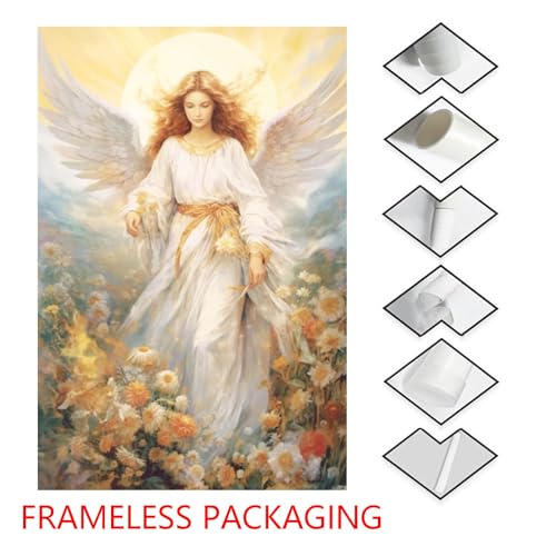 Angel Wings Canvas Wall Art - Flower Angel Biblical Wall Art Abstract Wildflower Aesthetic Posters for Room 16x24in No Frame B 24"L x 16"W