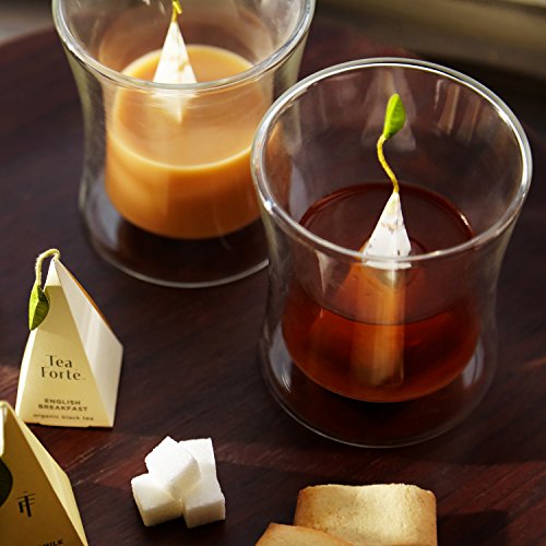 Tea Forte Poom Double Wall Glass 10 ounce Tea Cup for Hot or Iced Tea (Pack of 2) 10 Ounces (Pack of 2)