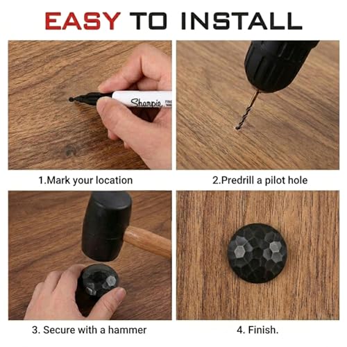 Maukeep 1-inch black clavos decorative iron nails, 50-piece set for rustic wood doors, furniture, gates, and beams