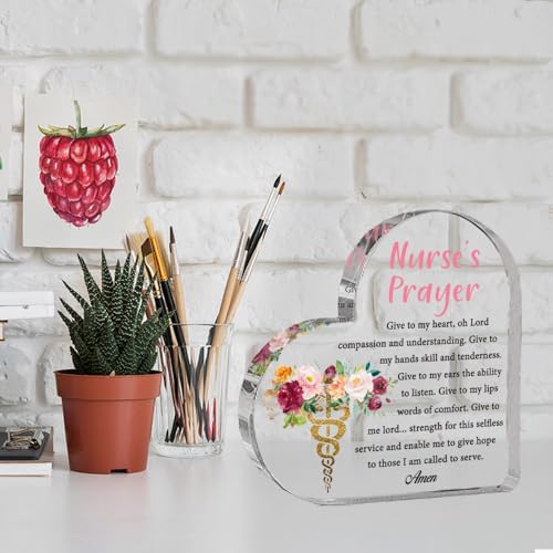 Nurse's Prayer Acrylic Plaque Sign Inspirational Gift for Nurse Women Practitioner RN LPN Coworker Friends - Nurse Graduation Gift for Her - Thank You Gift for Nurses Week