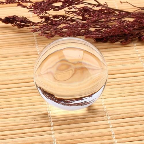 Mini Clear Crystal Ball, 40mm Natural K9 Crystal Ball Clear Magic Crystal Ball Sphere Miniature Oornaments with Stand Base for Craft Collection Gifts House Decoration Home Docor