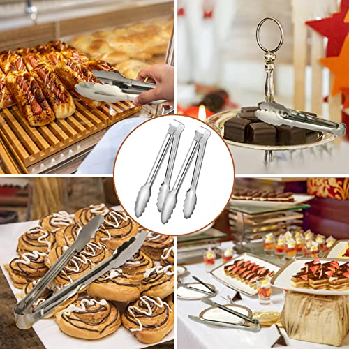 12 Pack Serving Tongs Kitchen Tongs, Buffet Tongs, Stainless Steel Food Tong Serving Tong, small tongs 7Inch (Pack of 2)
