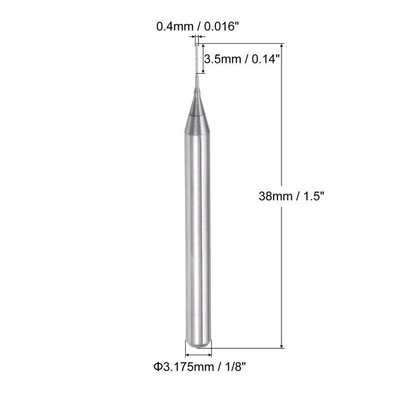 [Australia - AusPower] - uxcell 10Pcs 0.4mm Carbide End Mill Engraving Milling Cutter CNC Router Bits for PCB Machine, 1/8" Shank 0.4mm x 3.5mm 