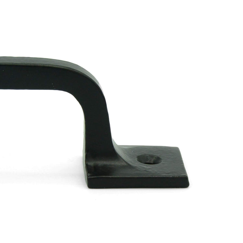 CRAFTSMAN ROAD Black Cast Iron Pull Handles 12 inch (Squared Base, Set of 2) - Cabinet Door Handles, Gate Handle Pull, Barn Door Hardware, Grab Handles