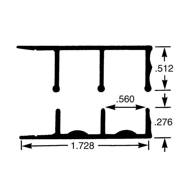 Outwater 36in Aluminum Sliding Door Track for 1/2in Wood Panels, Mill Finish 36 Inches For 1/2" Wood Panels