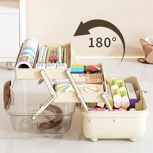Hair Accessories Storage Box, Bear Organizer Box, 3 Layers Multipurpose Organizer, Jewelry Box, Plastic Hair Ties Holder Hair Clips Container (Brown) Brown