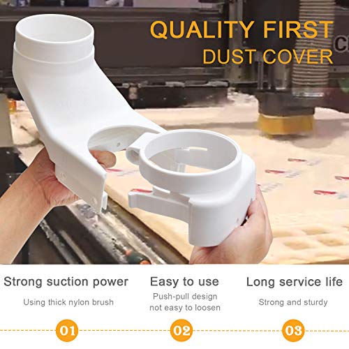 Daedalus NL330 CNC Dust Shoe, Spindle Dust Shoe Cover Cleaner for CNC Router 80 mm Spindle Motor Milling Machine Engraving Tool, White 80mm Dust Shoe