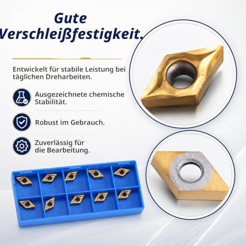 Samfox DCMT51.51 (DCMT070204) DCMT Reversible Plates Multilayer Coated CNC Inserts for Rotary Tool Holder Replacement Inserts with Box of 10