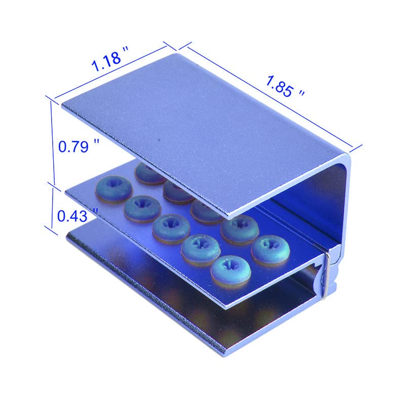 [Australia - AusPower] - 5Pcs 10 Holes Dental Burs Holder Block Case for CA/RA?FG Dental Autoclavable Burs Holder Blue 