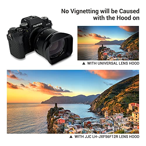 JJC Metal Square Lens Hood with a Hood Cap for Fujifilm XF 56mm F1.2 R WR Lens on Fuji X-T5 X-T4 X-T3 X-T2 X-E4 X-E3 X-E2 X-HS2 X-H2 X-H1 X-T30 II X-T30II X-T30 X-T20 X-T10 X-T200 X-T100 X-S10 Black