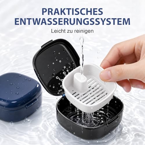 2 Piece Denture Box, Denture Box with Sieve, Portable Dentures Bath Box