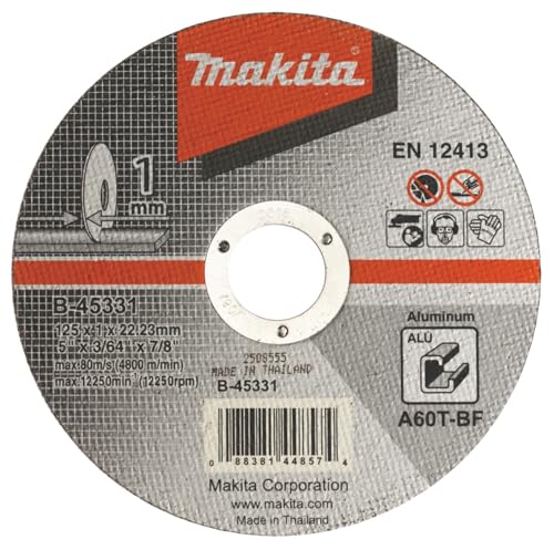 Makita B-45331 Cutting Disc Aluminum 125 x 1.0 mm Thin for Aluminum Pipes or Aluminum Profiles A60T-BF EN12413