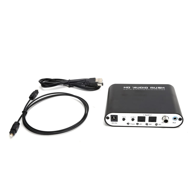 [Australia - AusPower] - Digital Audio Converter,5.1 Channel Audio Decoder,AC‑3 Audio Decoder Digital Optical Coax to Analog Audio for Home/Concert Hall/Cinema.((Host+USB+Optical Fiber)) 