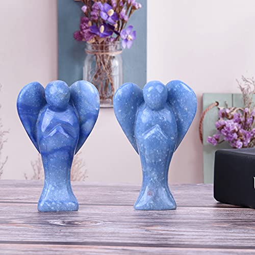 mookaitedecor Blue Aventurine Crystal Angel Figurine for Protection Prayer