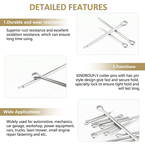 Kindroufly 360-piece 304 stainless steel cotter pins assortment kit in six sizes