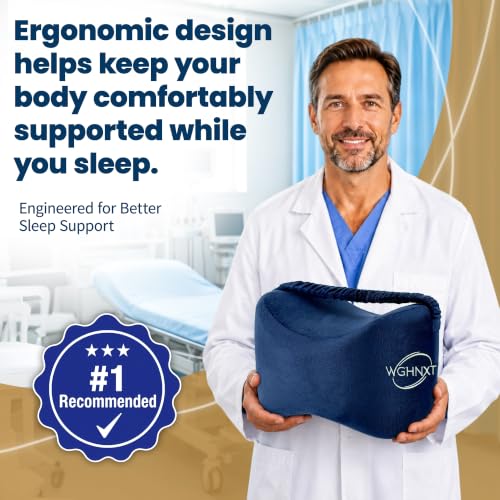 Knee Pillow for Side Sleepers,Memory Foam Leg Pillow with Strap,Between the Knees Pillows for Side Sleeping,Support Cushion for Sciatica,Back,Hip,Knee,Joints and Spine Alignment,Navy Navy