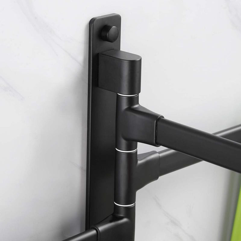 Swivel Hand Towel Bar Bathroom Swing Hanger Towel Rack Holder Matte Black Finish, Wall Mounted, 5-Arm