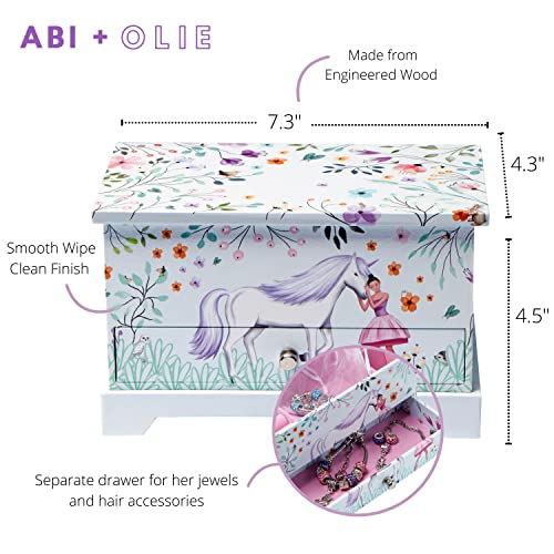 ABI + OLIE Ballerina Unicorn Kids Jewelry Box for Girls & Little Girls Jewelry Box Organizer - A unicorn music box gift Unicorn Ballerina