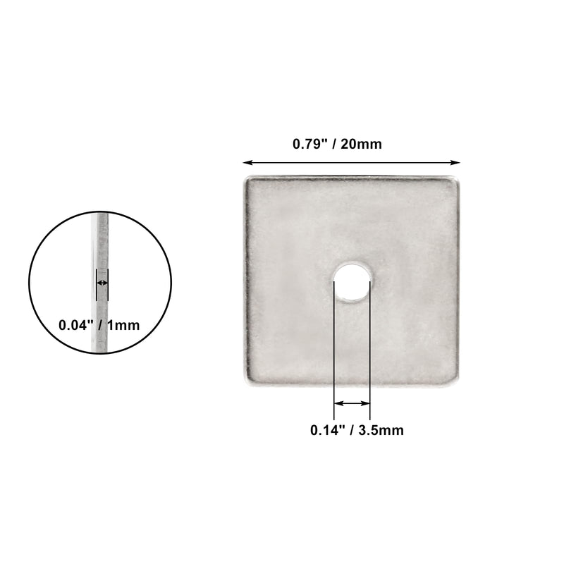 [Australia - AusPower] - 10pcs M3 Square Bearing Plate Washer, 304 Stainless Steel Flat Pad Spacer Gasket Hardware Fastener, Heavy Duty Square Washers Plate, 0.14"(ID) x0.79"x0.79"x0.04" M3-0.14"(ID)x0.79"x0.79"x0.04" 