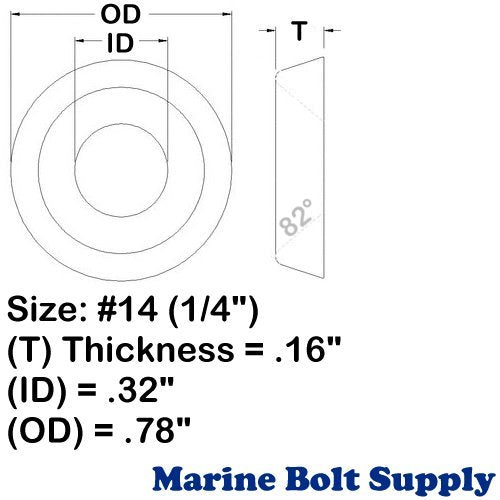 #14 (1/4") Stainless Steel Countersunk Finishing Cup Washers (Pack of 100pcs) - Marine Bolt Supply 1/4 Inch