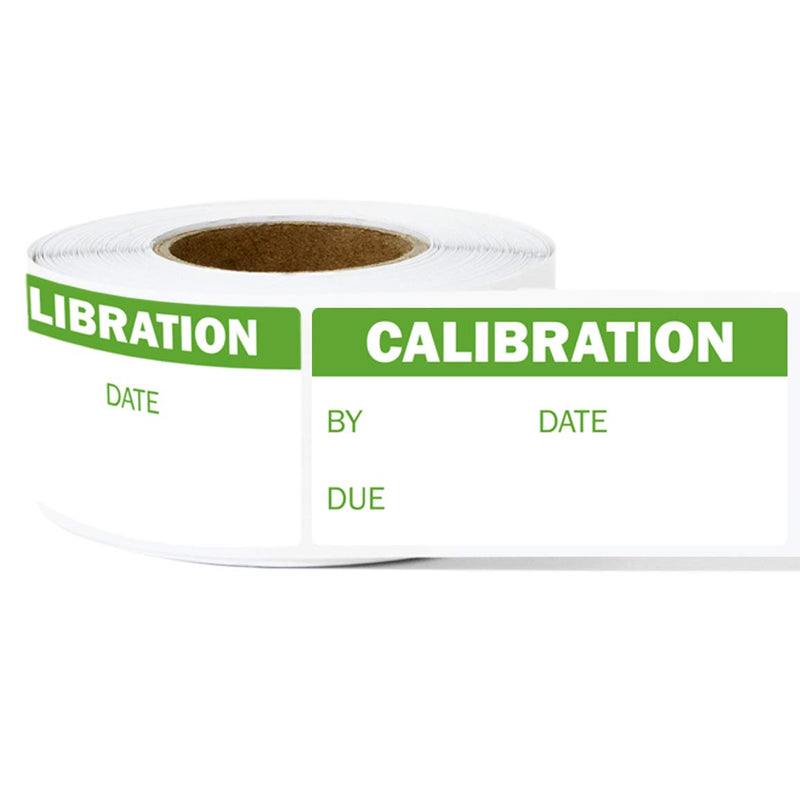600 Calibration Labels, 1 x 2 Inch Calibration Stickers Write on Maintenance Inspection Calibrated Commercial Label Safety Quality Control QC Stickers - 2 Rolls of 300 Labels 600 Labels Green-white